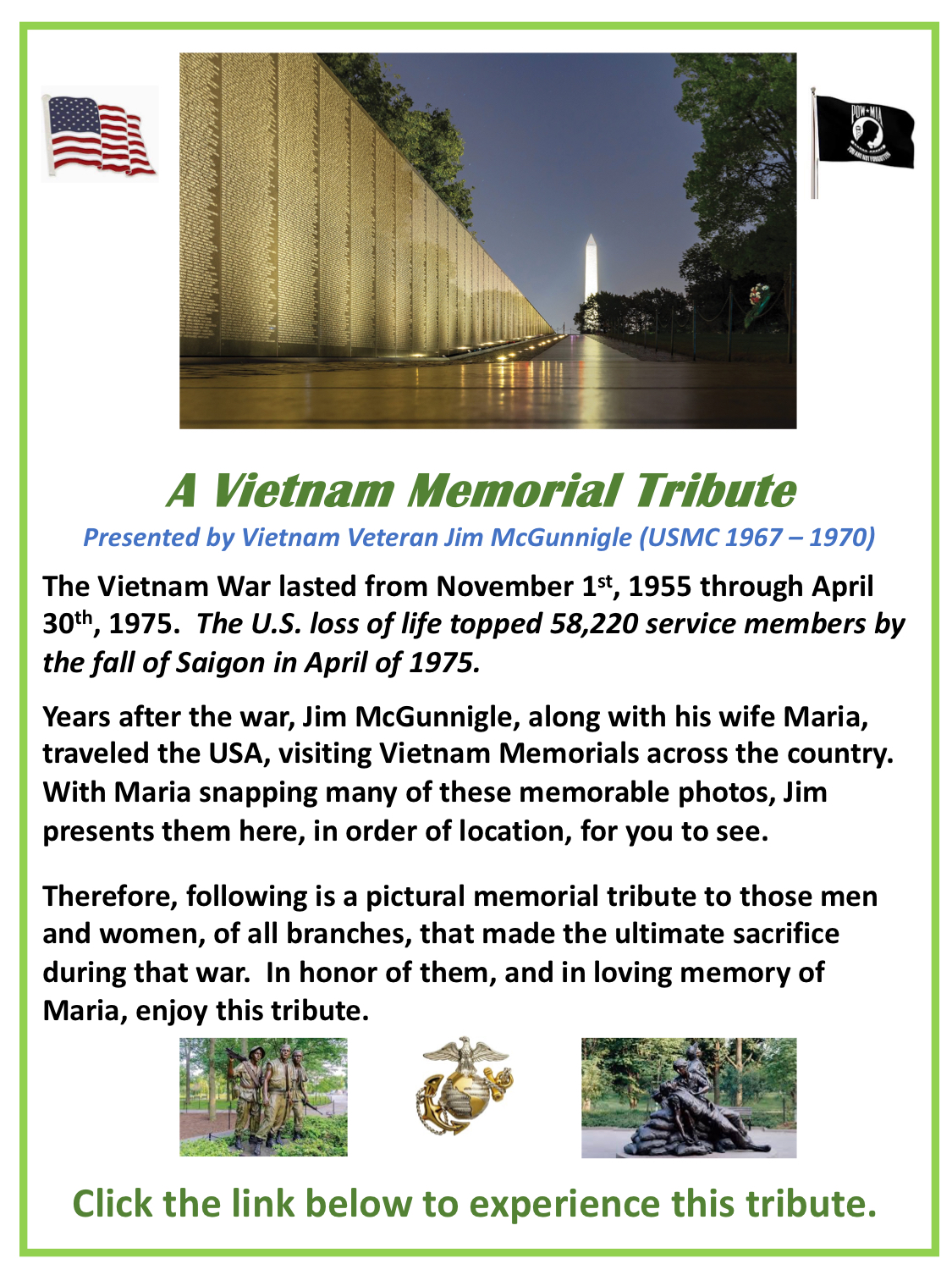 WELCOME TO THE VIETNAM MEMORIAL GALLERY – Sunrise Detachment Website